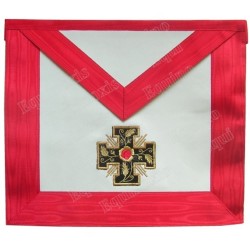 Grembiule massonico in finta pelle – RSAA – 18° grado – Chevalier Rose-Croix – Croix potencée