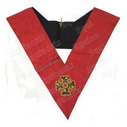 Sautoir maçonnique moiré – 18ème degré – Croix potencée recto-verso – Brodé main 