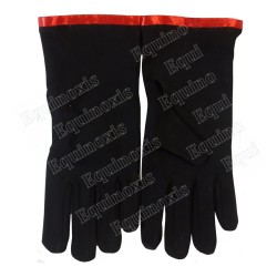 Gants maçonniques coton – Noir avec liseré rouge – Taille XL