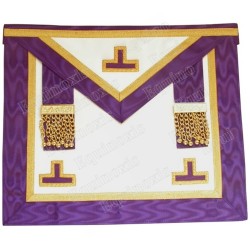 Tablier maçonnique en faux cuir – Memphis-Misraïm – Vénérable Maître – 3 taus + penderilles – Violet
