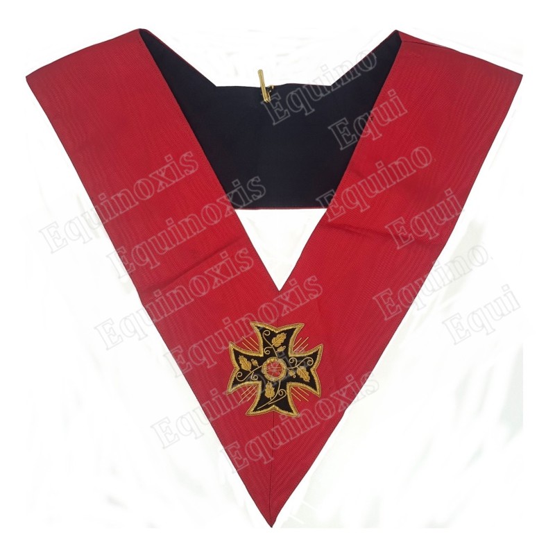 Collare massonico – RSAA – 18° grado – Sovrano Principe Rosa-Croce –  Croix pattée – Ricamato a mano