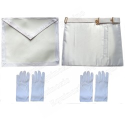 Ensemble Apprenti – Tablier faux cuir 35 x 40 cm + 2 pares de guantes blancos