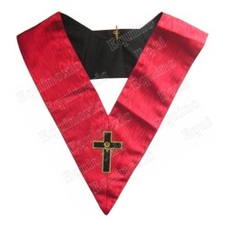 Sautoir maçonnique moiré – REAA – 18ème degré – Croix latine et croix latine rouge au dos – Brodé machine